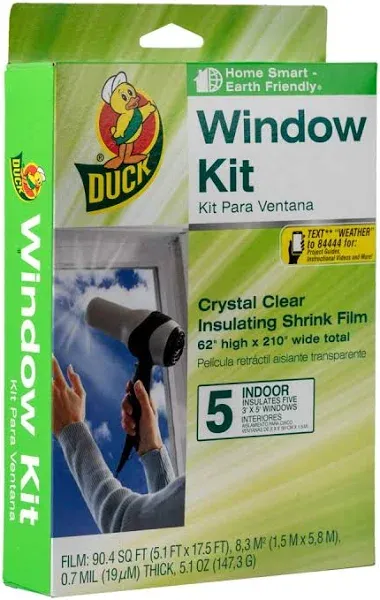 Duck Crystal Clear Shrink Film Window Kit 10 Indoor 3&#039; x 5&#039; Windows