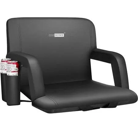 Reclining Stadium Seat Chair with Backrest and Armrests, Portable Cushion for Bl