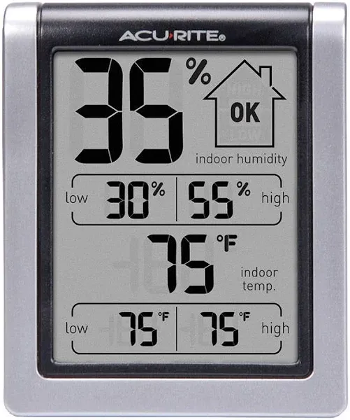 AcuRite 00613 Digital Hygrometer &amp; Indoor Thermometer Pre-Calibrated Humidity