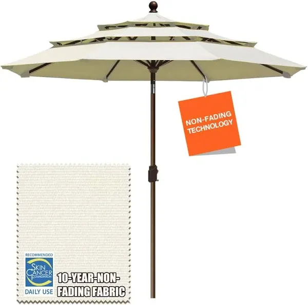 EliteShade USA 10-Year-Non-Fading Sunumbrella 9Ft 3 Tiers Market Umbrella Patio Umbrella Outdoor Table Umbrella with Ventilation