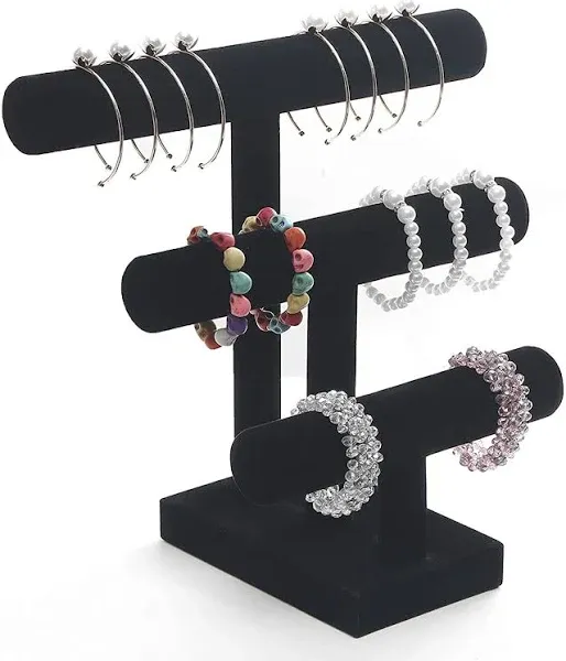 Wuligirl 3 Tier T-Bar Bracelet Holder Jewelry Display Stand Bangle Organizer ...