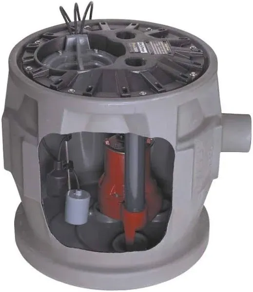 Pro380 Series 4/10 HP Submersible Pre-Assembled Simplex Sewage System with LE41 Pump, 24 in. x 24 in. Polyethylene Basin