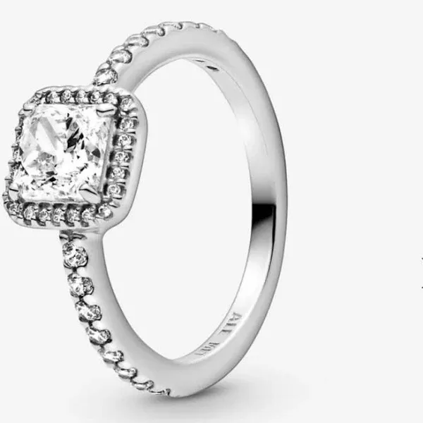 Pandora Square Sparkle Halo Ring