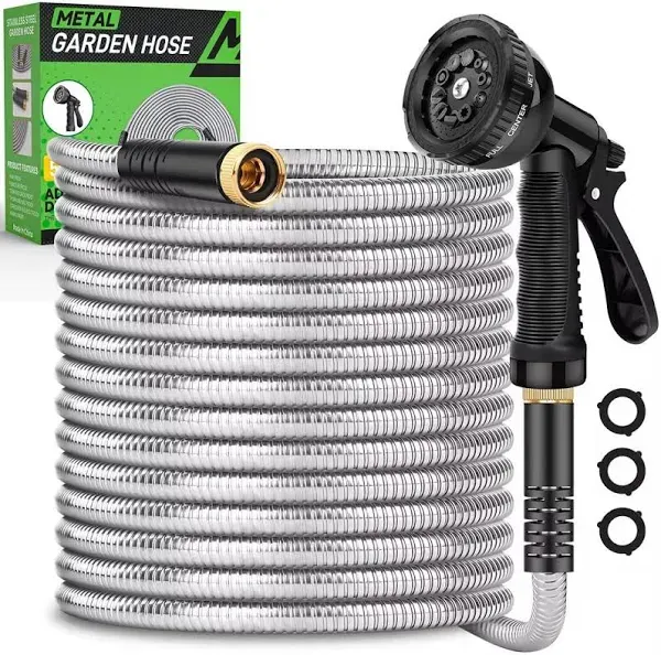 Besiter Garden Hose 50FT Stainless Steel Water Hose with 10 Functions Adjusta...