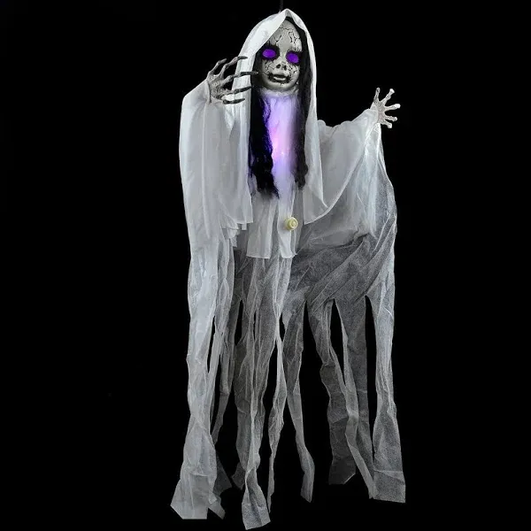 JOYIN 43" Halloween Hanging Ghost Girl with Light-Up Head