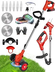 Electric Weed Wacker with Wheels, String Trimmer, Grass Trimmer, Edger, Lawn Tool