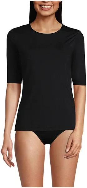 Lands' End Women's Crew Neck Rash Guard UPF 50 Sun Protection Swim Tee