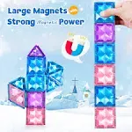 BENOKER 102pcs Frozen Castle Magnetic Tiles - 3D Blue, Pink and Purple