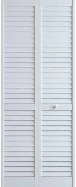 Kimberly Bay Traditional Louver Panel White Solid Core Wood Bi-fold Door