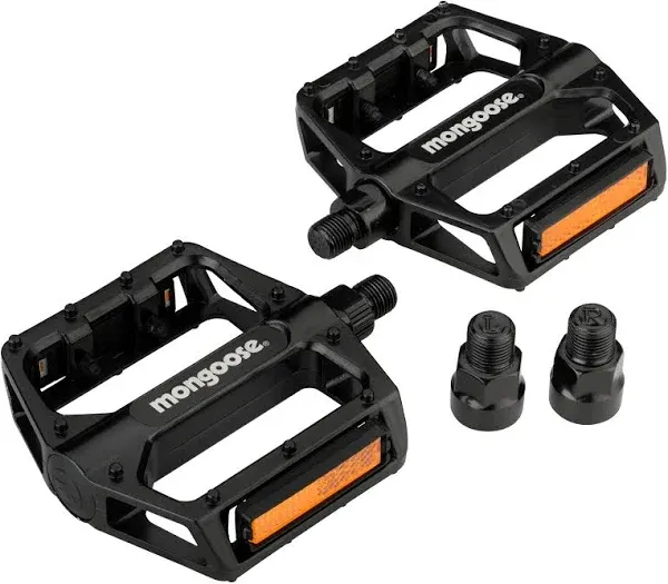 Mongoose Bike Pedals for Adult Mountain Bikes, 1/2&#034; and 9/16&#034; Adapters Included,