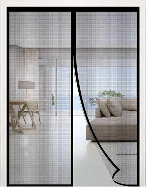 RELIANCER Fiberglass Magnetic Screen Door,32"x80" Door Mesh Screen w/Magnets,Fits Doors Up to 30.5"x78.5",Auto Closer Patio Door Net Screen,Hands Free Door Cover,Doorway Mesh Curtain,Mesh Partition