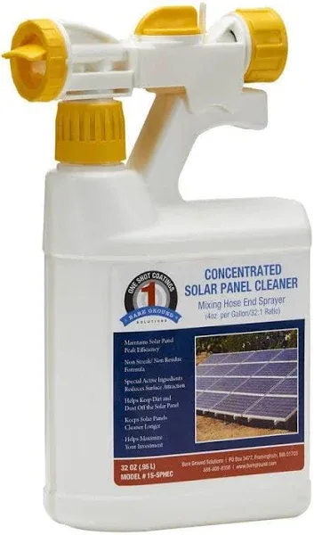 Bare Ground Winter Bare Ground Solutions One Shot 1S-SPCHEC Solar Panel Cleaner Concentrate with Hose-End Mixing Sprayer, 32 oz (1 Quart)