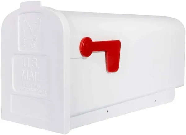 Architectural Mailboxes Parsons White, Medium, Plastic, Post Mount Mailbox