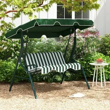 Costway 3 Seat Outdoor Patio Canopy Swing with Cushioned Steel Frame