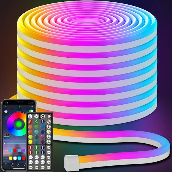 AILBTON Led Neon Rope Lights Control with App/Remote,Flexible Led Rope Lights,Multiple Modes,IP65 Outdoor RGB Neon Lights Waterproof,Music