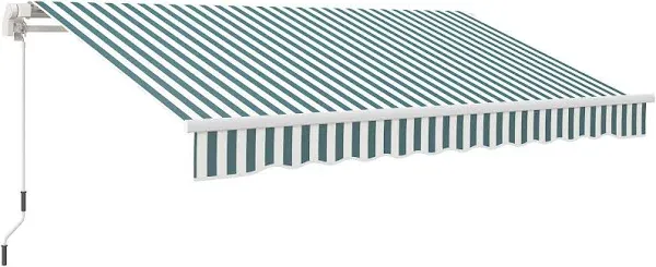 Outsunny 12' x 10' Retractable Awning Patio Awnings Sun Shade Shelter with Manual Crank Handle