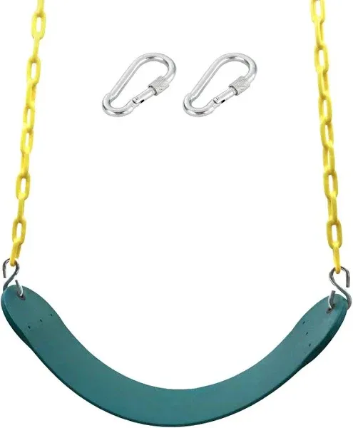 Heavy Duty Green Swing Seat with 66” Chain - Outdoor Play Swing Set Replacement for Kids