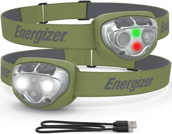 Energizer Rechargeable LED Headlamp, IPX4 Water Resistant, High-Powered Bright LED, Multiple Light Modes, Best Headlight for Camping, Running, Outdoors, Emergency Light, USB Included