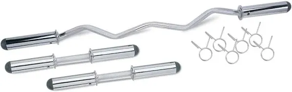 Marcy Olympic Hollow Bar Kit Chrome Curl Bar Dumbbell Handles and Spring Collars