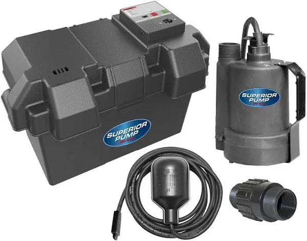 12-Volt Submersible Emergency Battery Backup Sump Pump System with Tethered