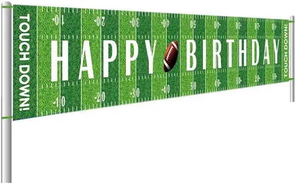 Large Football Happy Birthday Party Banner, Game Day Sports Party Decorations...