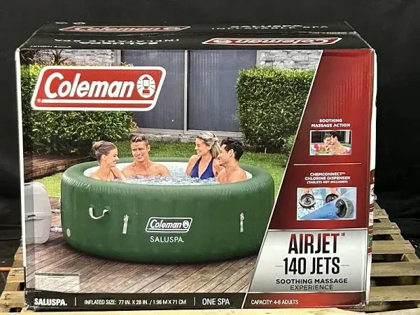 Coleman SaluSpa Inflatable Hot Tub Spa | Portable Hot Tub with Heated Water System and 140 Bubble Jets | Fits Up to 4 People