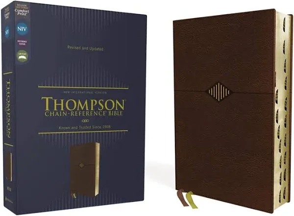 NIV Thompson Chain-Referenc<wbr/>e Bible, Leathersoft, Brown, Red Letter, Thumb Indexe