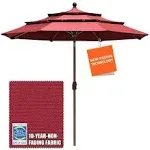 EliteShade USA 10-Year-Non-Fading 9ft 3 Tiers Market Umbrella Patio Umbrella Outdoor Table Umbrella with Ventilation, Burgundy