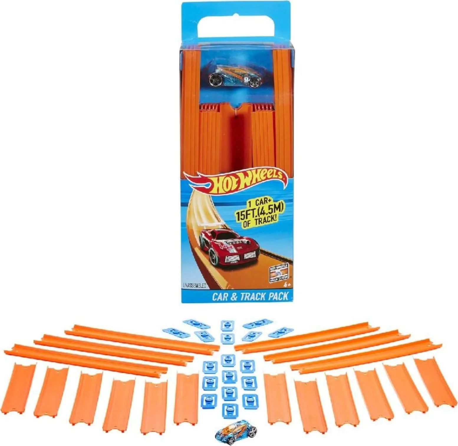 Hot Wheels Track Builder Straight Track with Car