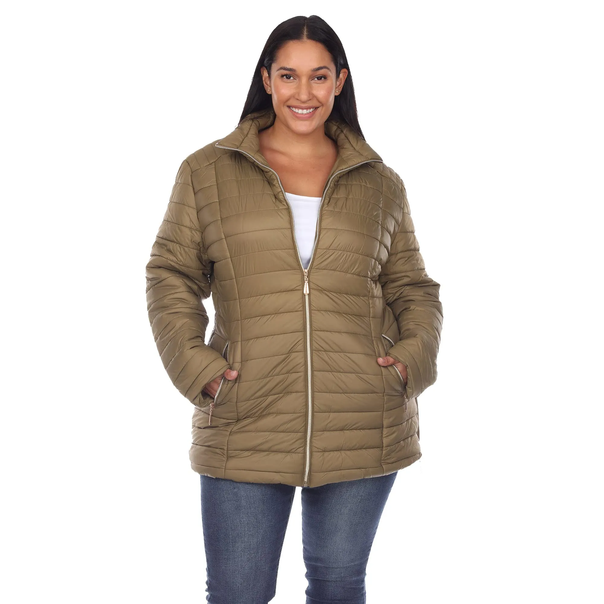 White Mark Plus Size Puffer Coat