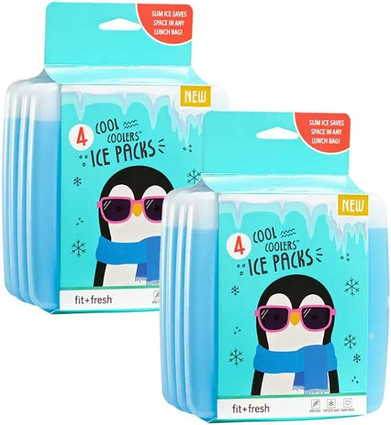 Cool Coolers Ice Packs Ultra Slim Ice Fit + Fresh 4 Pack NEW