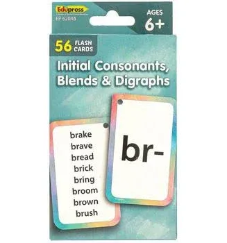 Teacher Created Resources Initial Consonants, Blends & Digraphs Flash Cards (EP62044) 3-1/8" x 5-1/8"