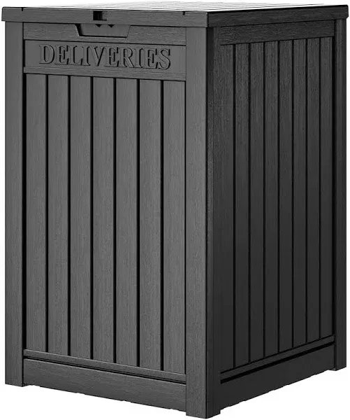 Package Delivery Box for Porch, 48 Gallon Storage Box with Lockable Secure, Large Double Wall Resin Outdoor Package Delivery and Waterproof Deck Box