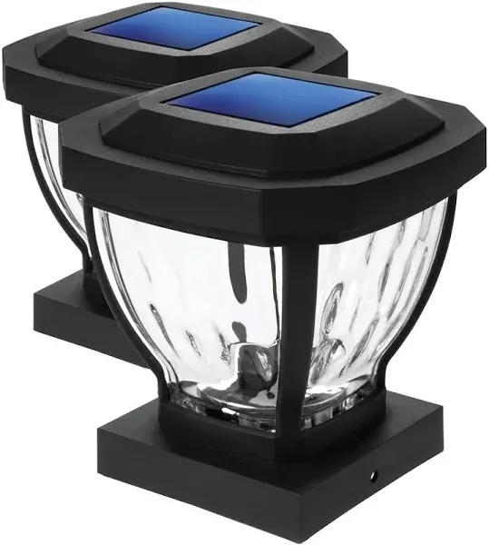 Security Solar Post Cap Lights - Decorative Glass LED Outdoor Fits 3.5 x 3.5 ...