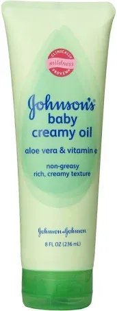 Johnson's Baby Creamy Oil Aloe Vera & Vitamin E, 8.0 fl oz