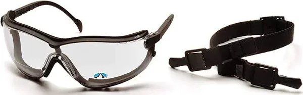 V2G Readers Eyewear, Black Strap/Temples, Clear +2.5 Anti-Fog Lens, Black Fra...