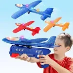 Aiencsai 3 Pack Airplane Launcher Toy 12.6" Foam Glider Led Plane 2 Flight Mode Catapult Plane for Kids Outdoor Sport Flying Toys Gifts for 4 5 6 7