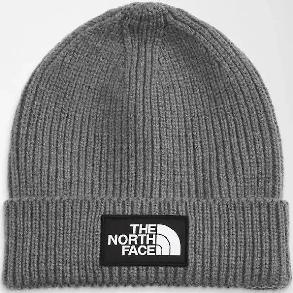 The North Face Kids' Box Logo Cuffed Beanie, TNF Medium Grey Heather