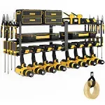 2 Pack Power Tool Organizer Wall Mount,3 Layer Tool Storage with 8 Drill Holder,Heavy Duty Metal Utility Rack Loads 130lb for Garage Workbench