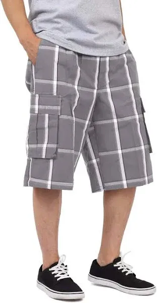 Shaka Wear Men's Relaxed Fit Plaid Cargo Shorts