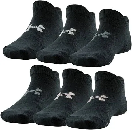 New Under Armour Women&#039;s Essential Socks 6 Pair Black Lightweight No Show Sz6-10