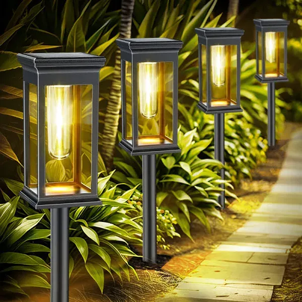 SOLARBABY Solar Pathway Lights Outdoor, Upgraded 4 Pack Outdoor Solar Lights, Auto On/Off Solar Garden Lights,Solar Lights Outdoor Waterproof for Yard Path Walkway Lighting