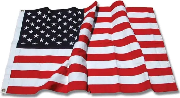 US Flag Store Sewn Cotton American Flag, 3 by 5-Feet with Brass Outrigger Clips