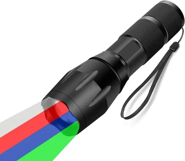 4 in 1 Multicolor Red Green Blue White Flashlight, Single Mode White Red Green B