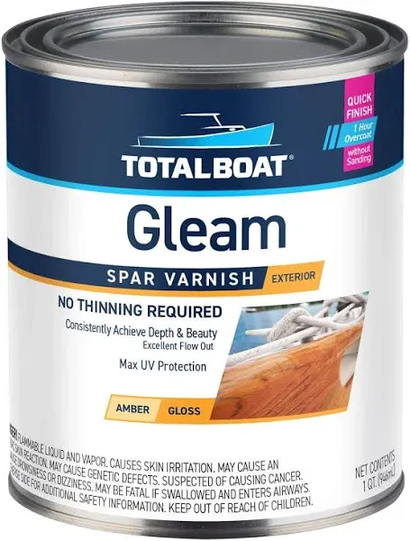 TotalBoat Lust Marine Varnish, High Gloss and Matte Finish for Wood