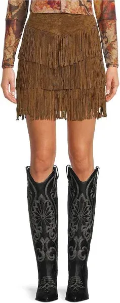 Scully Womens Suede Fringe Mini Skirt