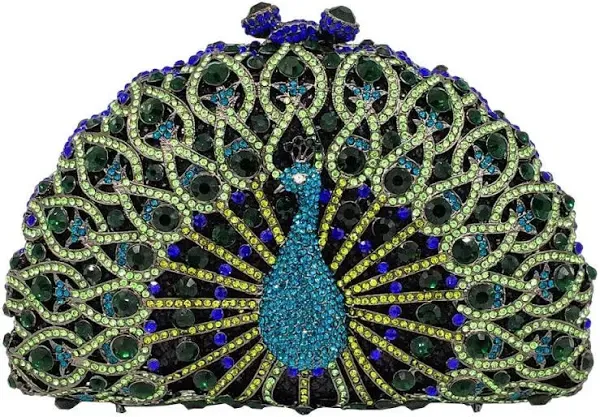 Boutique de FGG Women's Peacock Crystal Clutch Bag