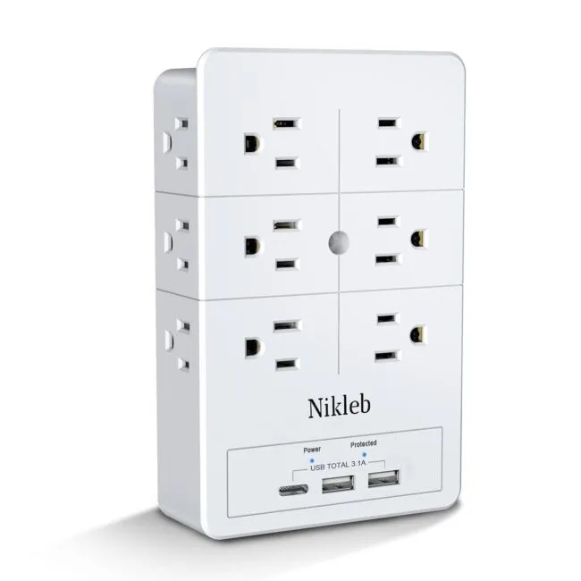 Multi Plug Outlet Surge Protector Nikleb 12 Electrical Outlet Extender 3 Sided