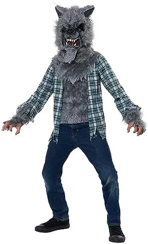 Howling at the Moon Werewolf Boys Costume size Large 10-12 Halloween Shirt Fur