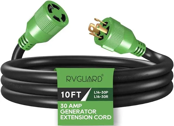 RVGUARD 4 Prong 30 Amp 75 Foot Generator Extension Cord,NEW